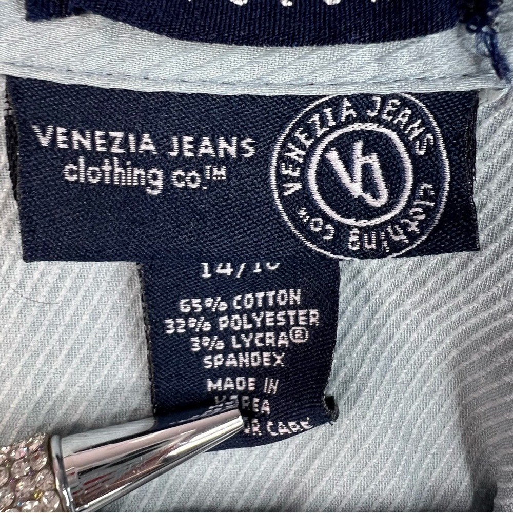 Venezia jeans clothing co shirt button down top Light Blue Button-Up stripes - Picture 13 of 14